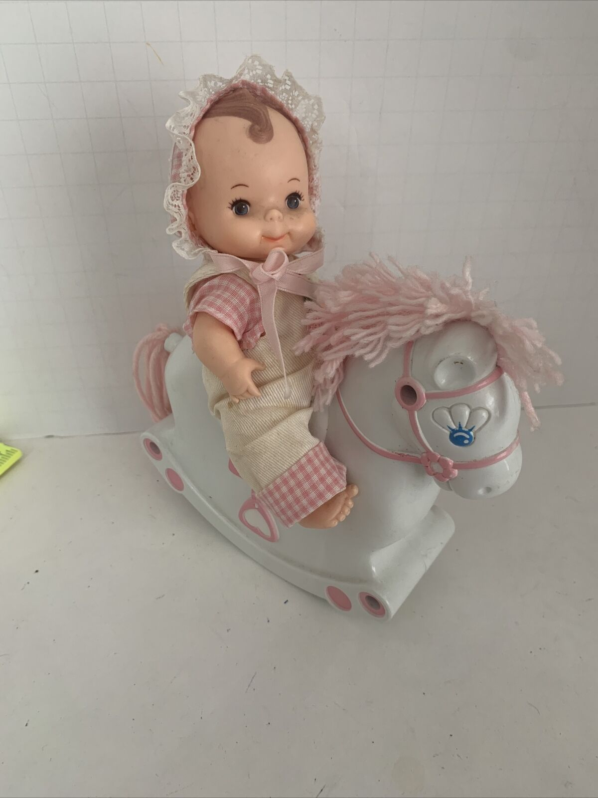 Vintage Playmates Precious Pixie Baby Doll 6” 9055 Hong Kong With Rocking Horse