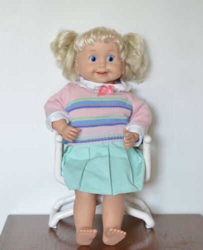Vintage 1986 Playmates 25" Cricket Cassette Tape Talking Doll With Chair