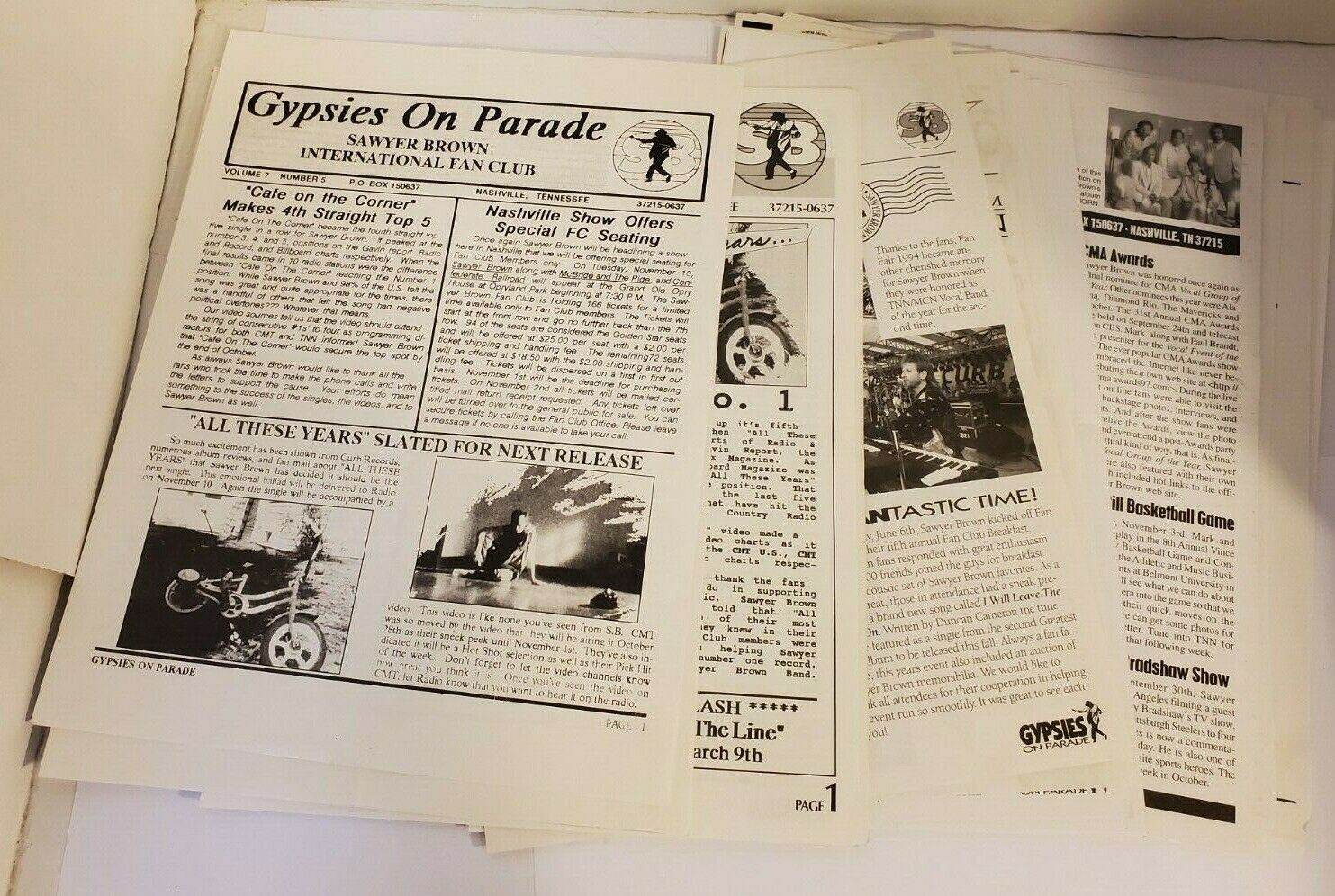 Sawyer Brown Fan Club Newsletter Gypsies On Parade & Pass Lot Fact Sheet