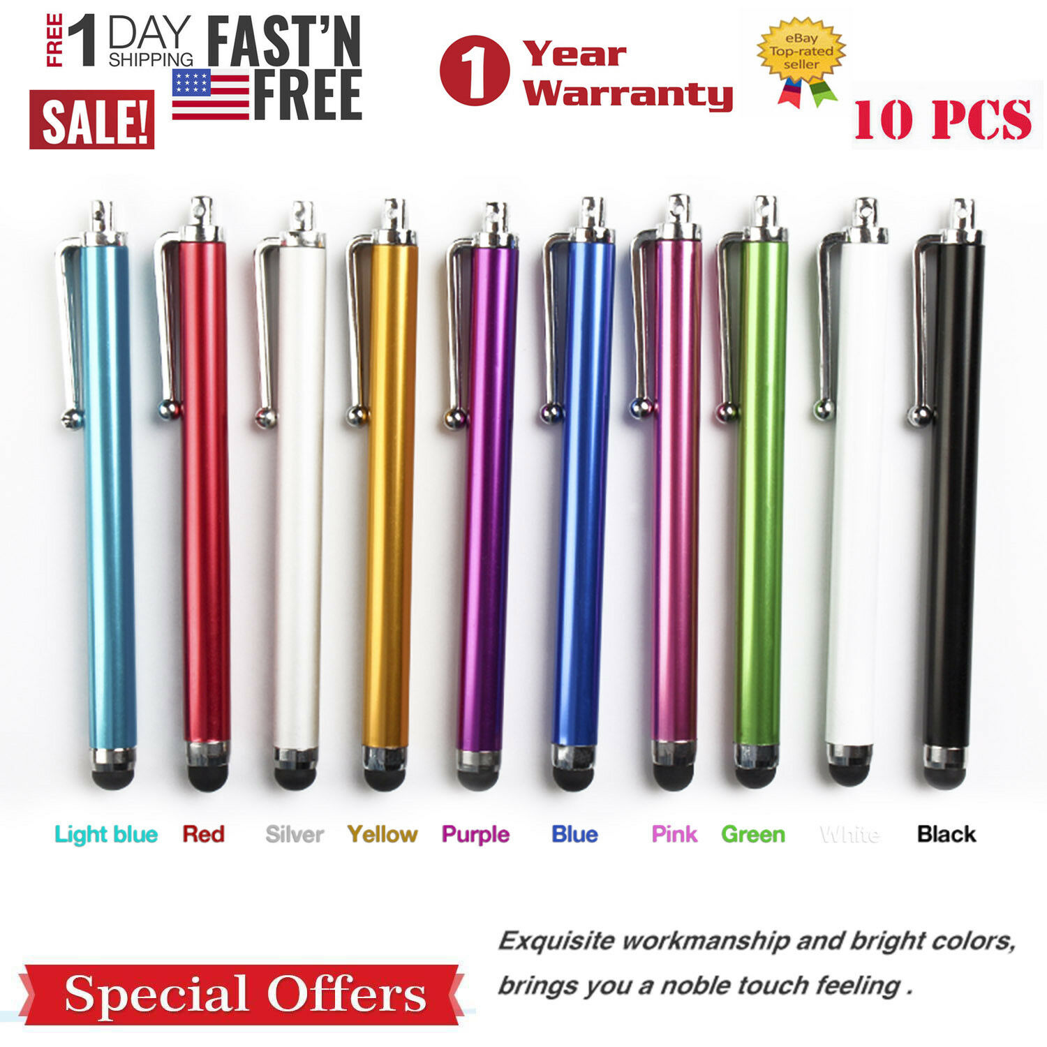 10pcs Multi-color Universal Styluses Touch Screen Pen For Iphone Ipad Tablet Pc